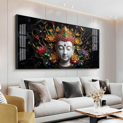 Lotus Serenity Lord Buddha Premium Acrylic Horizontal Wall Art