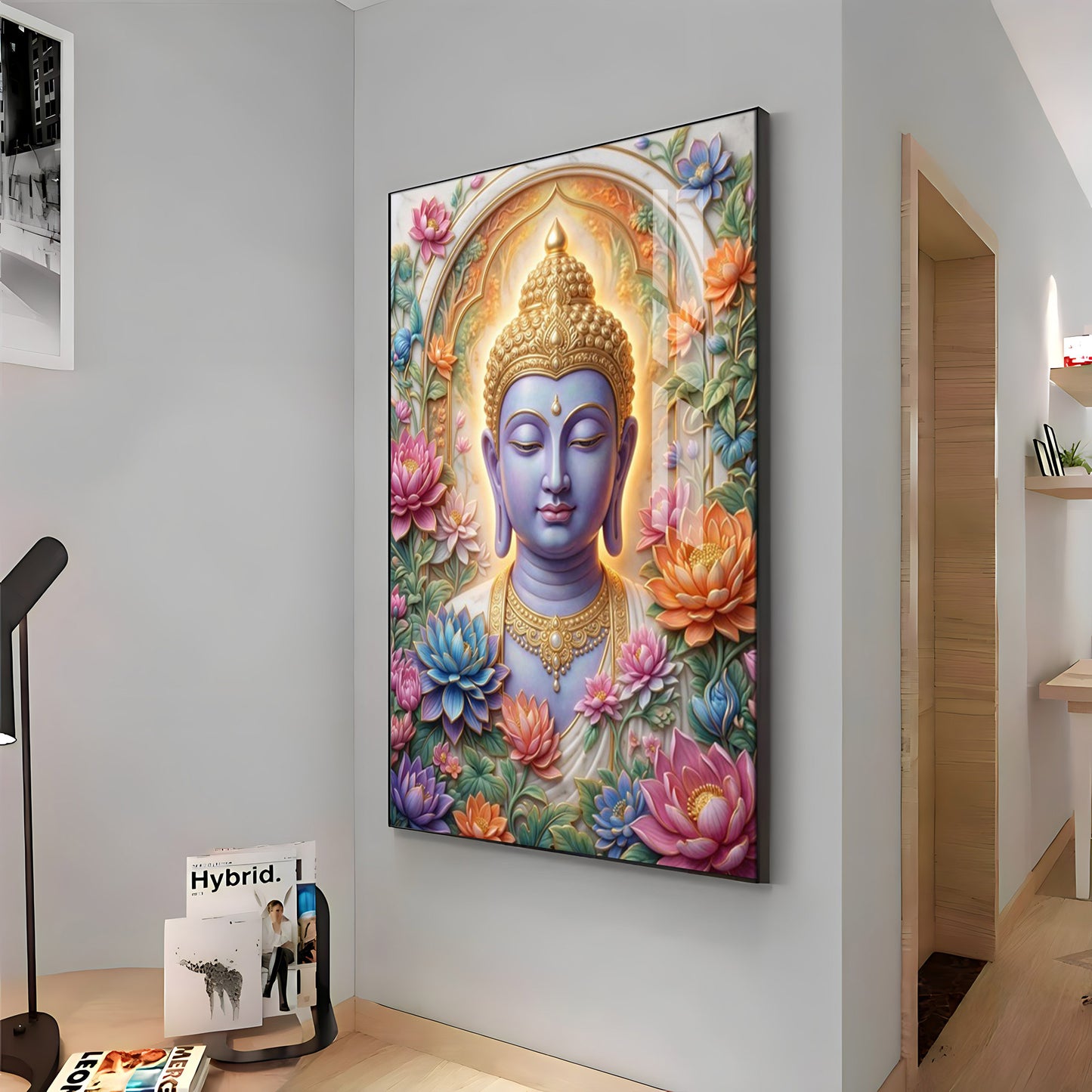 Depiction Of Lord Gautam Buddha Premium Acrylic Vertical Wall Art