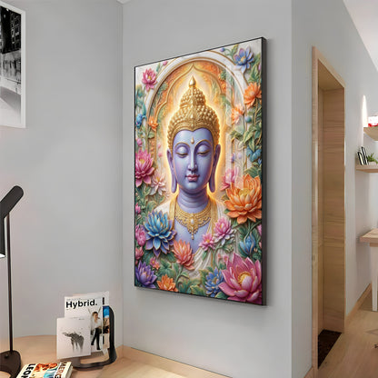 Depiction Of Lord Gautam Buddha Premium Acrylic Vertical Wall Art