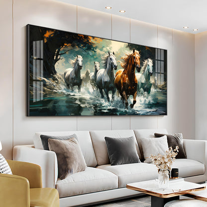 Lucky Running Horses Premium Acrylic Horizontal Wall Art