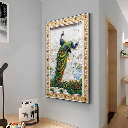 Beautiful Two Peacocks Premium Acrylic Vertical Wall Art