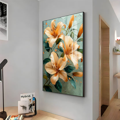Elegant Orange Lily Flower Premium Acrylic Vertical Wall Art