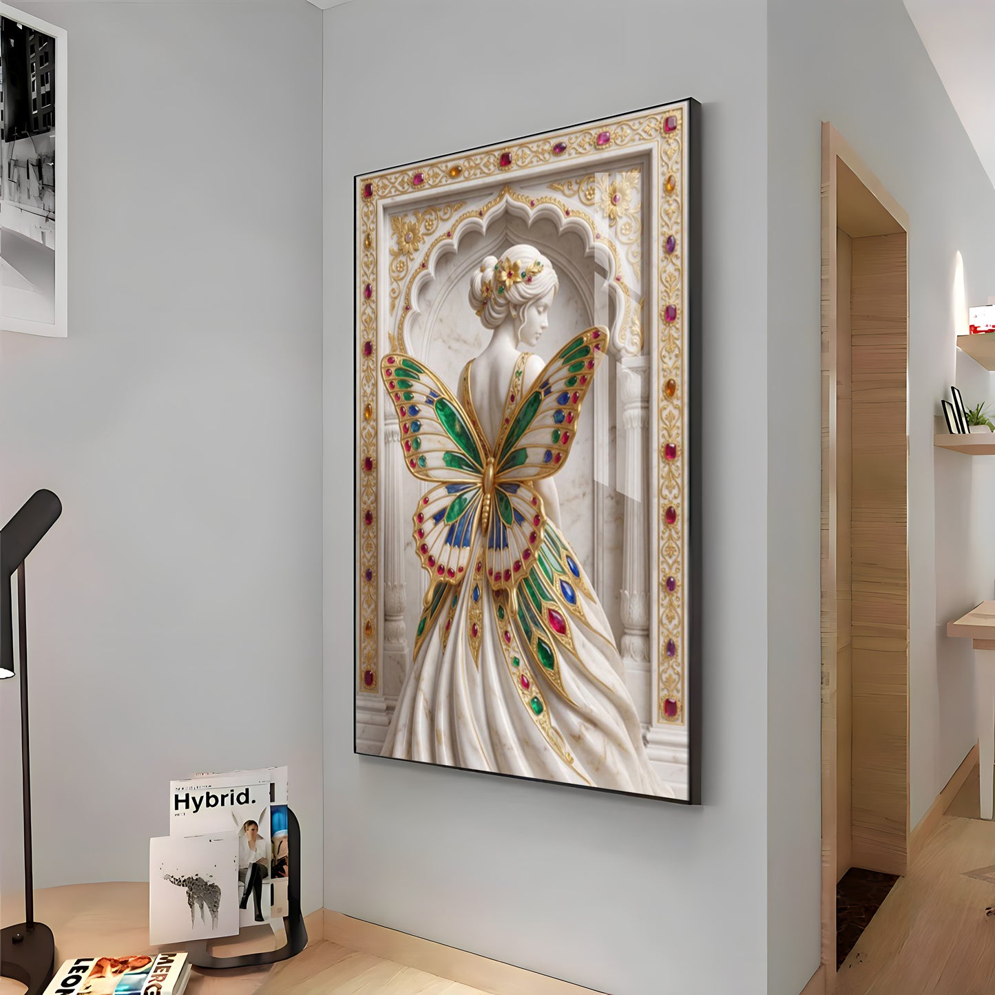 Woman With Butterfly Shaped Wings Premium Acrylic Vertical Wall Art