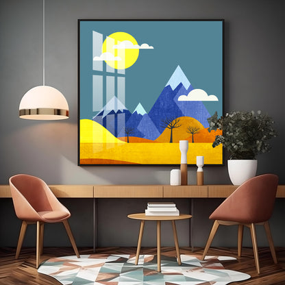 Colorful Flat Illustration Premium Acrylic Square Wall Art