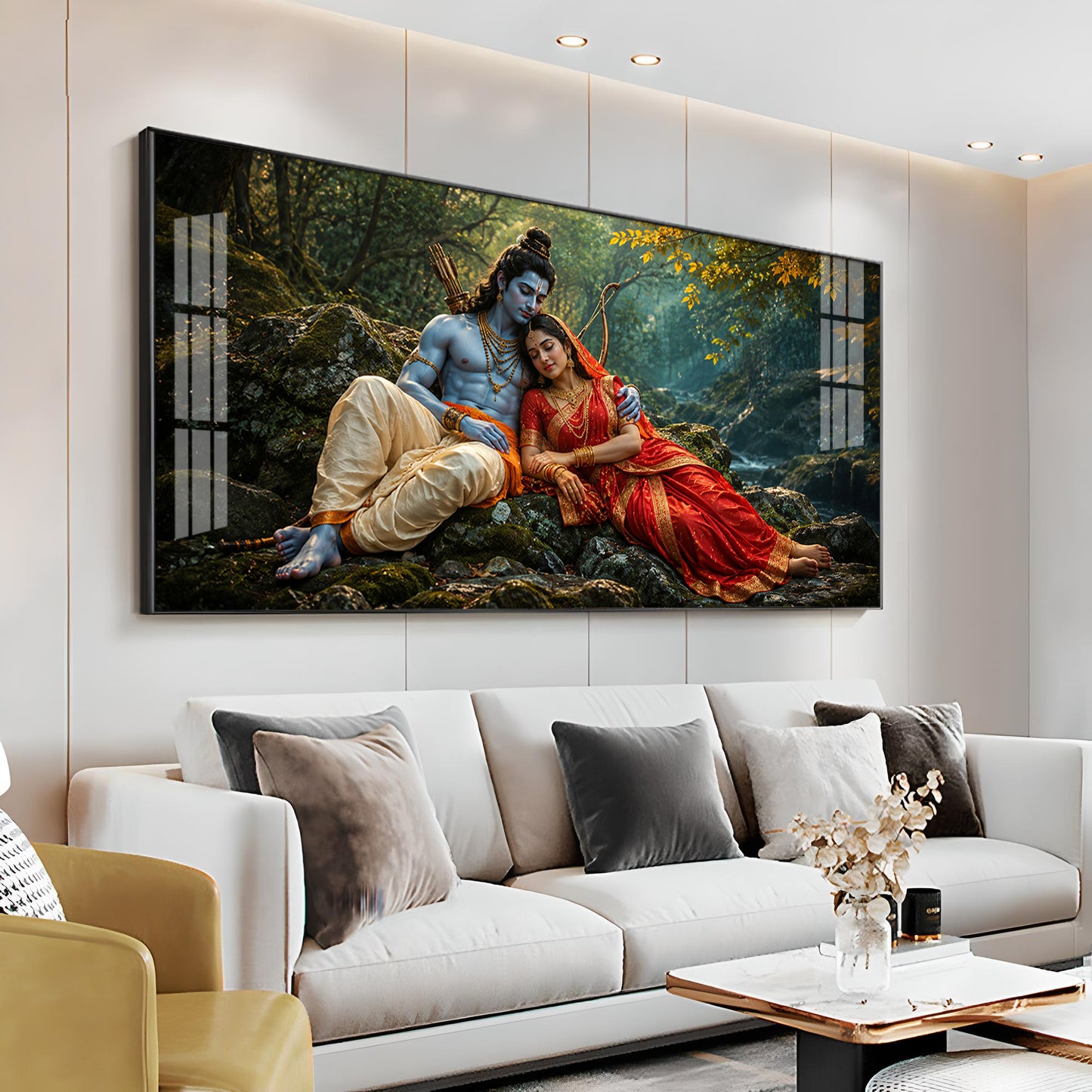 Lord Sita Ram Divine Love Premium Acrylic Horizontal Wall Art