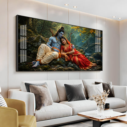 Lord Sita Ram Divine Love Premium Acrylic Horizontal Wall Art