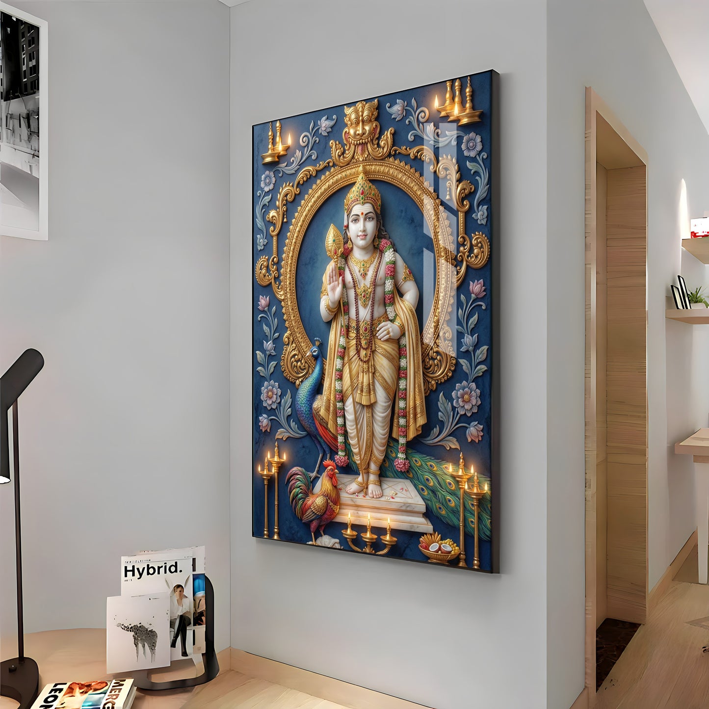 Hindu Lord Murugan Premium Acrylic Vertical Wall Art