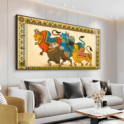 Pichwai Sacred Bull Premium Acrylic Horizontal Wall Art