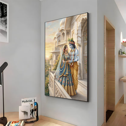 Hindu Deities Radha and Krishna Premium Acrylic Vertical Wall Art