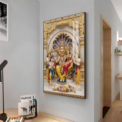Lakshmi Narasimha Bhagwan Premium Acrylic Vertical Wall Art
