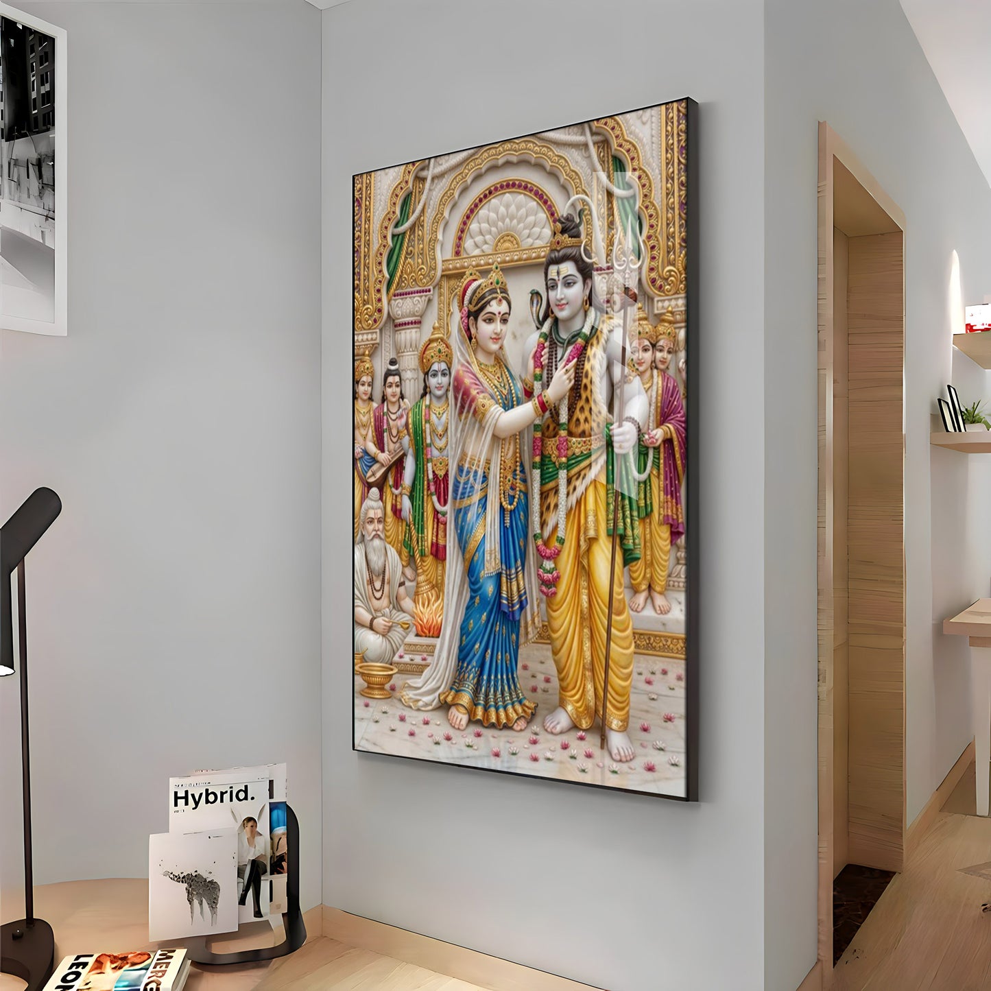 Lord Shiva Devi Parvati Marriage Ceremony Premium Acrylic Vertical Wall Art