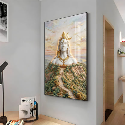 Depiction of Lord Shiva Premium Acrylic Vertical Wall Art