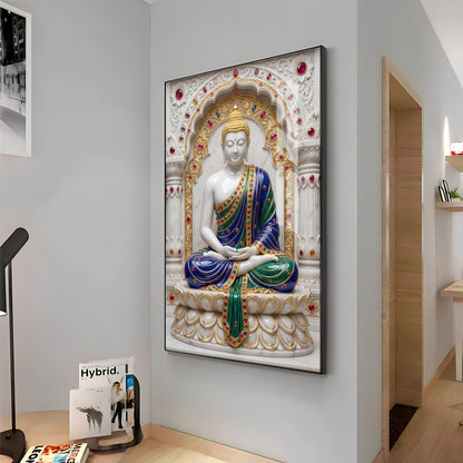 Enlightened Buddha in Royal Robes Premium Acrylic Vertical Wall Art