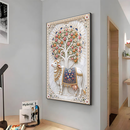 Holy Kamadhenu Premium Acrylic Vertical Wall Art