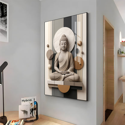 Geometric Meditating Buddha Premium Acrylic Vertical Wall Art