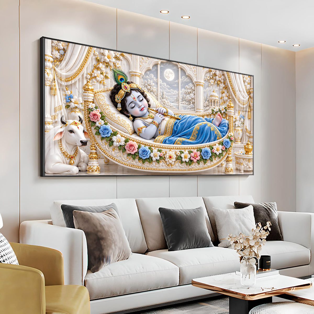 Little Krishna Sleeping Premium Acrylic Horizontal Wall Art