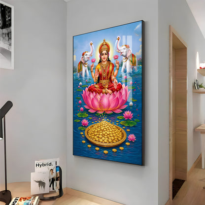 Goddess Lakshmi Devi Premium Acrylic Vertical Wall Art