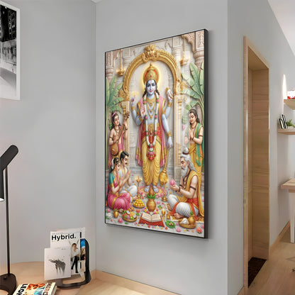 Lord Satyanarayan Premium Acrylic Vertical Wall Art