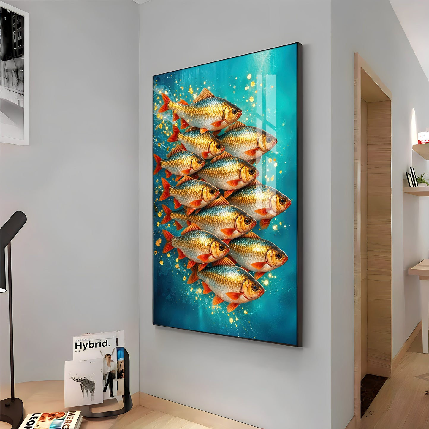 Shimmering Goldfish Premium Acrylic Vertical Wall Art