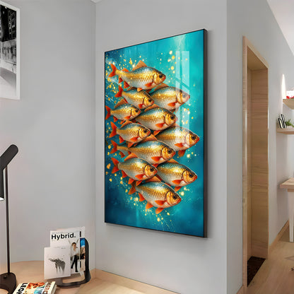 Shimmering Goldfish Premium Acrylic Vertical Wall Art