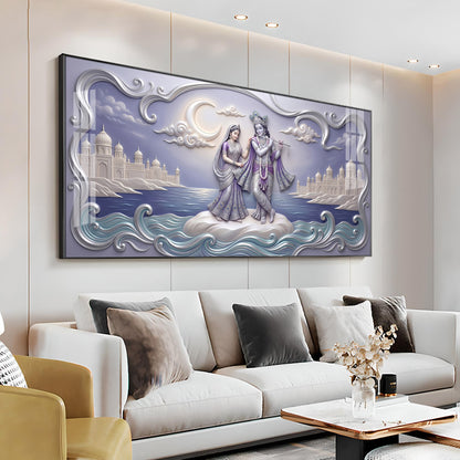 Divine God Radha Krishna Premium Acrylic Horizontal Wall Art