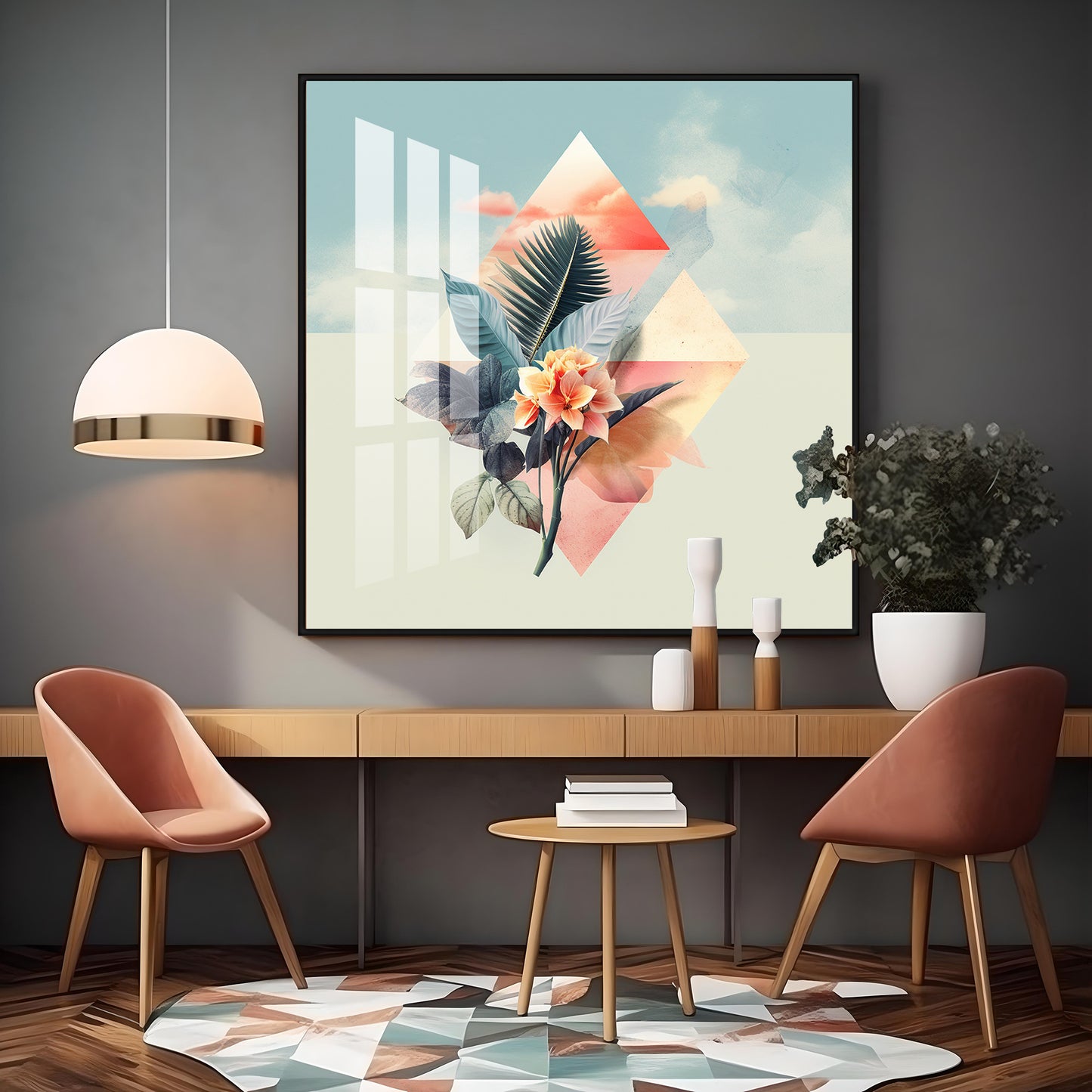 Beautiful Floral Composition Premium Acrylic Square Wall Art