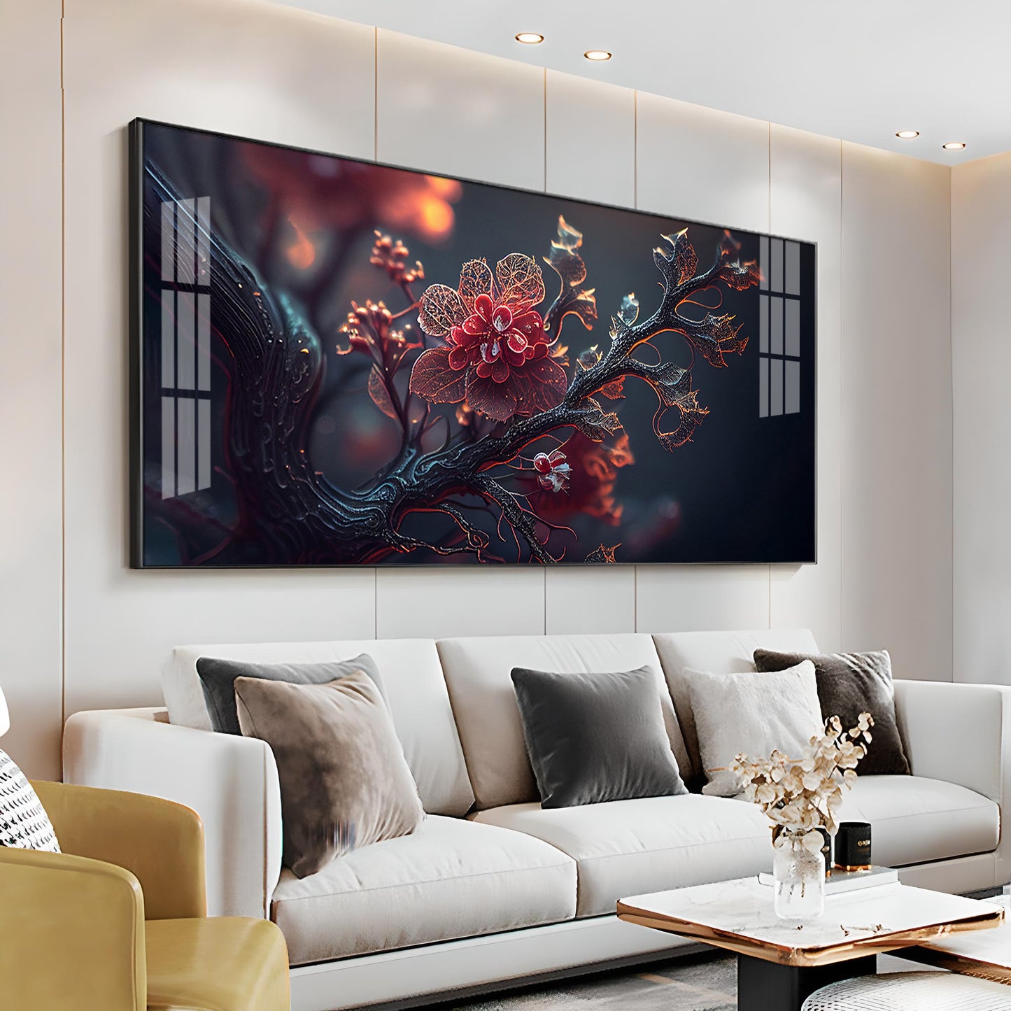 Binary Blossoms Premium Acrylic Horizontal Wall Art