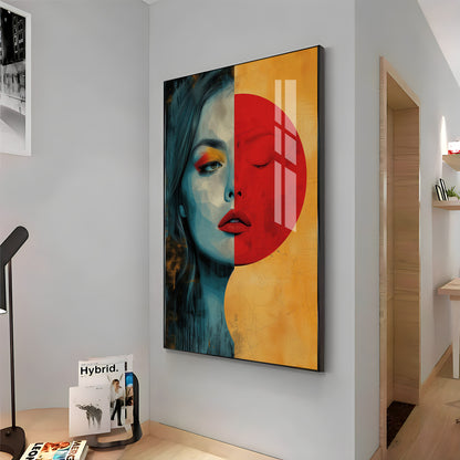 Abstract Serenity Modern Woman Premium Acrylic Vertical Wall Art