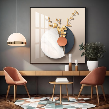Gold-Toned Decorative Branches Premium Acrylic Square Wall Art