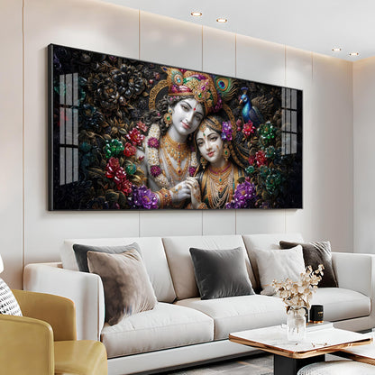 Beautiful Radha Krishna Love Premium Acrylic Horizontal Wall Art