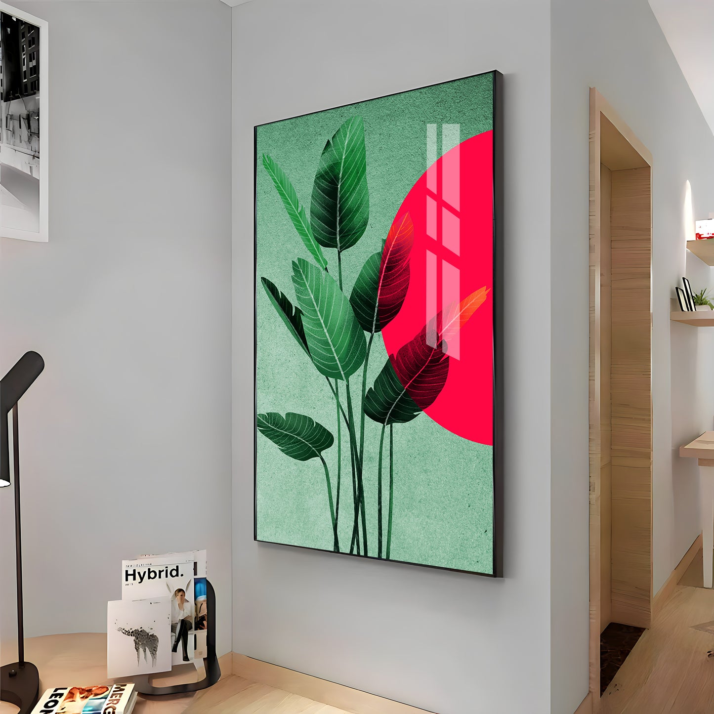 Green Leaf Premium Acrylic Vertical Wall Art