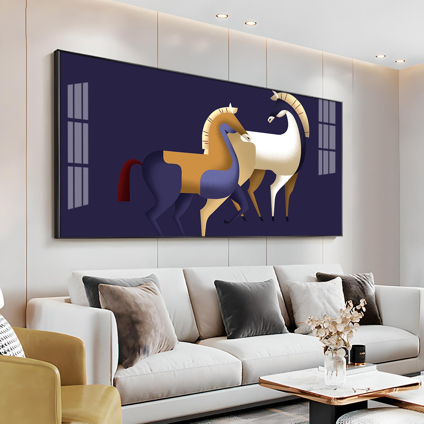 Two Stylized Horses Premium Acrylic Horizontal Wall Art