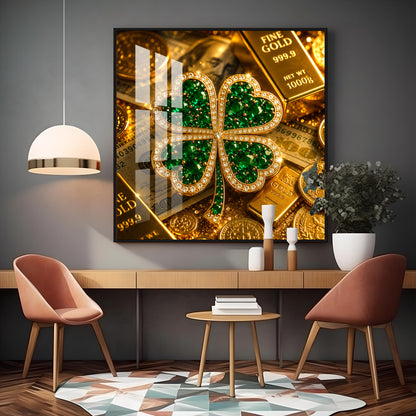 Green Gemstone Premium Acrylic Square Wall Art