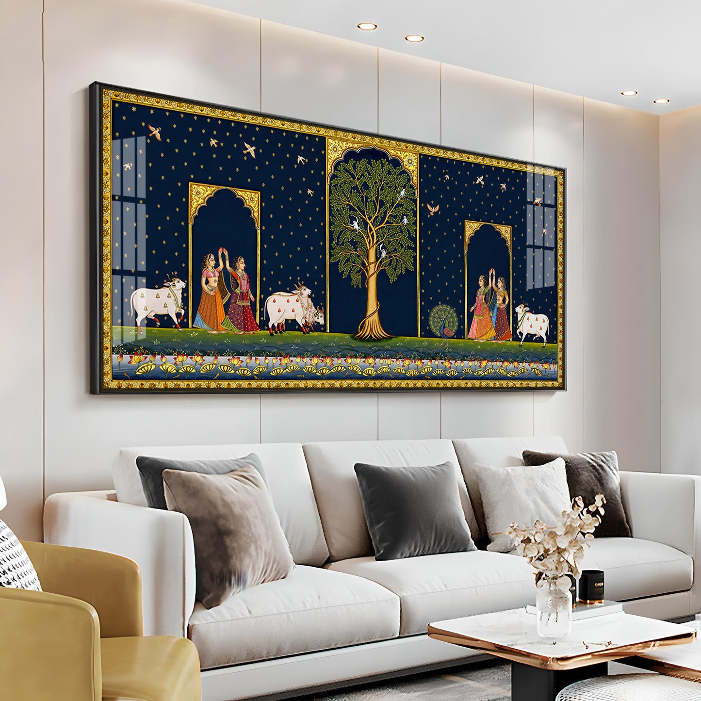 Cow With Tree of Life Premium Acrylic Horizontal Wall Art