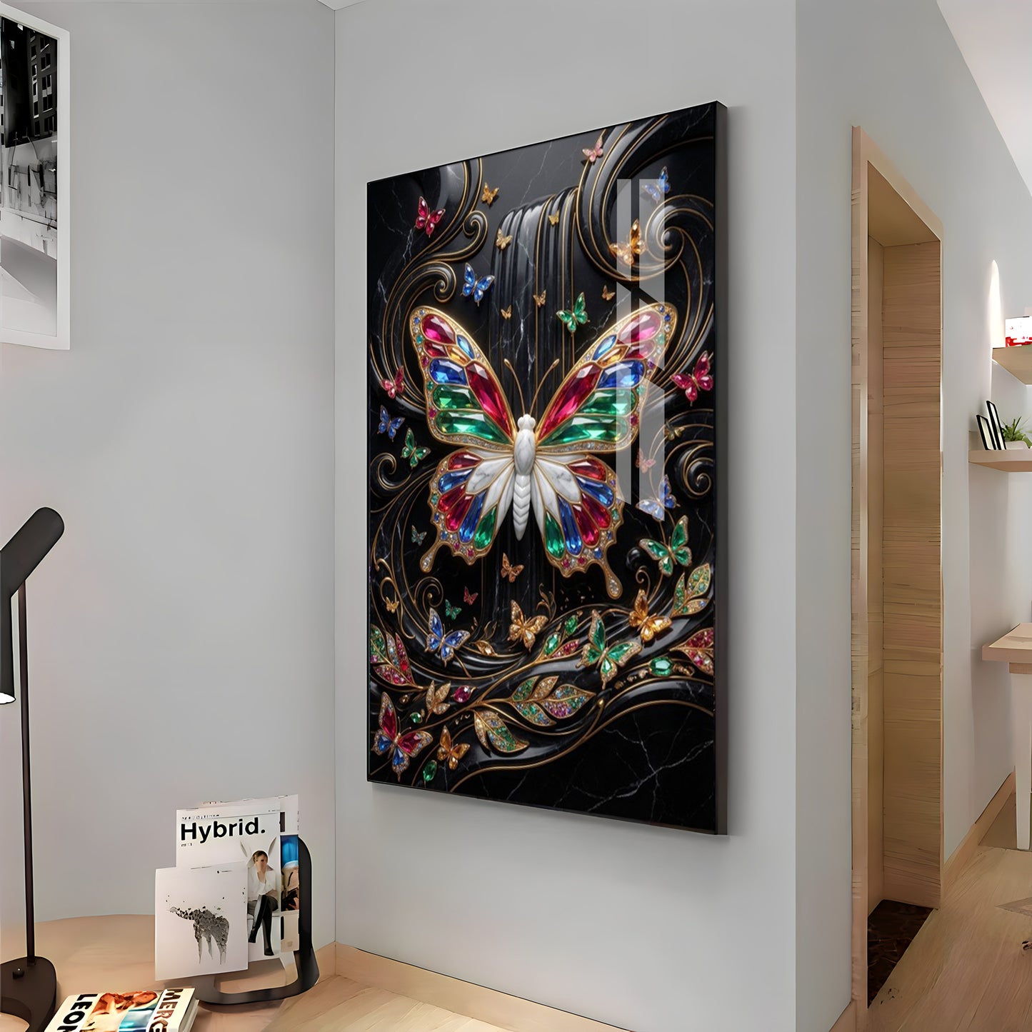 Colourful Butterflies Premium Acrylic Vertical Wall Art