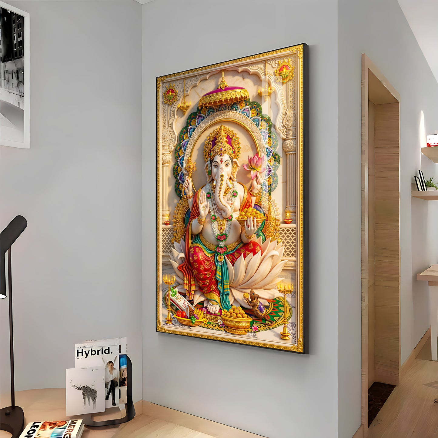 Radiant Ganesh Idol Premium Acrylic Vertical Wall Art