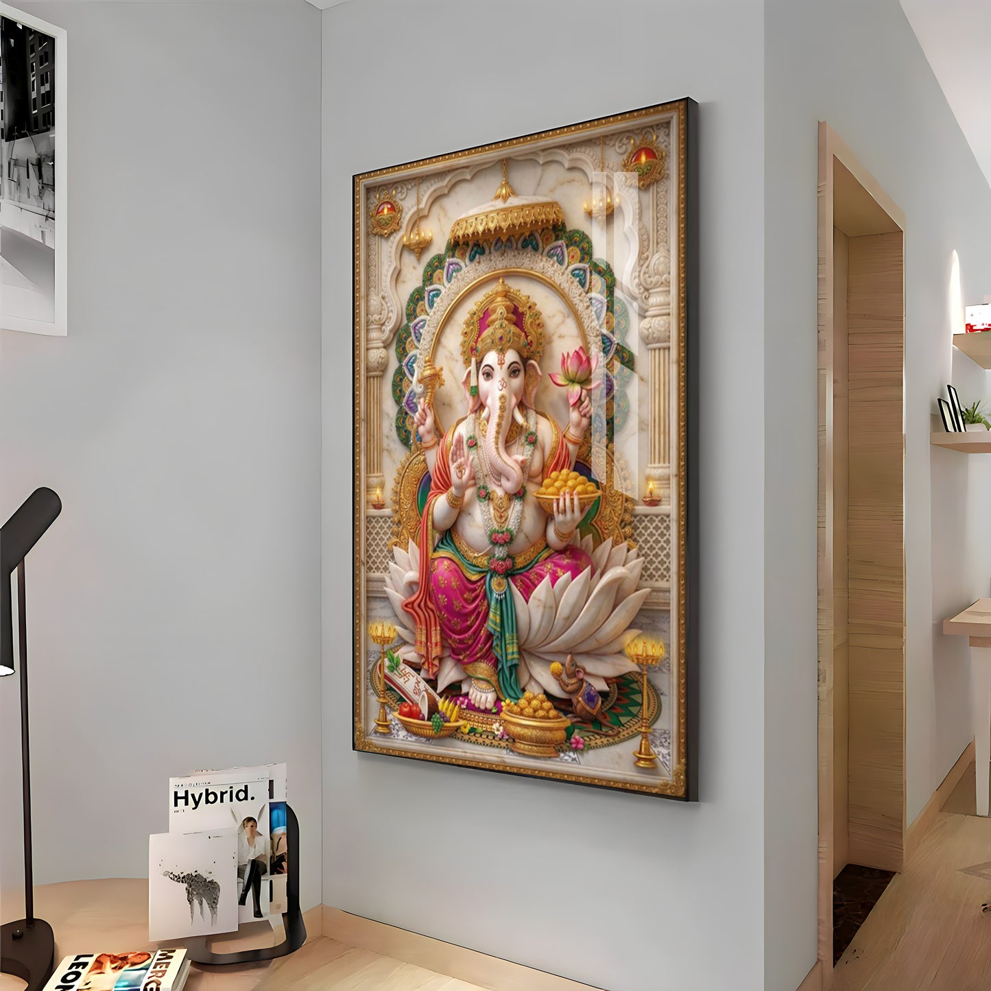 Shree Ganesh Blessings Premium Acrylic Vertical Wall Art