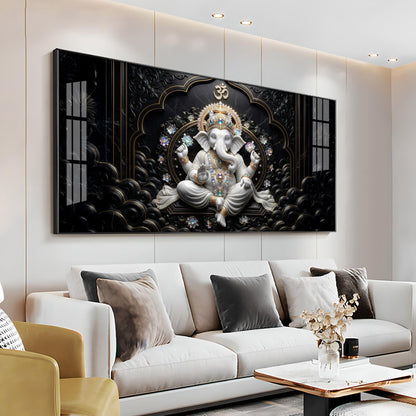 Lord Ganesha With Ornate Jewelry Premium Acrylic Horizontal Wall Art