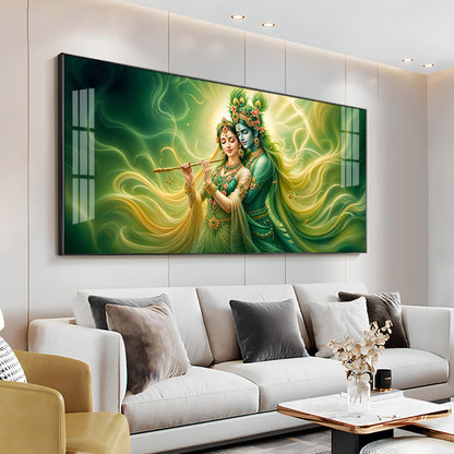 Krishna Radha Divine Connection Premium Acrylic Horizontal Wall Art
