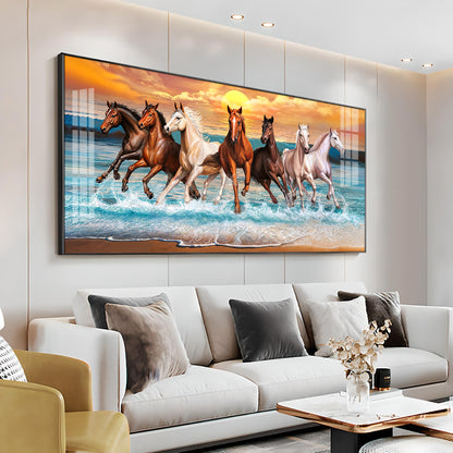 Vastu 7 Running Horses Premium Acrylic Horizontal Wall Art