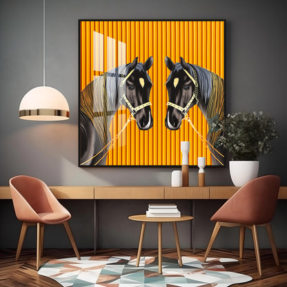 Couple Horse Premium Acrylic Square Wall Art