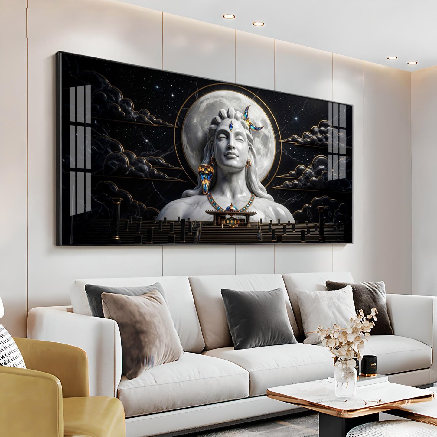 Divine Lord Shiva With Dark Clouds Premium Acrylic Horizontal Wall Art