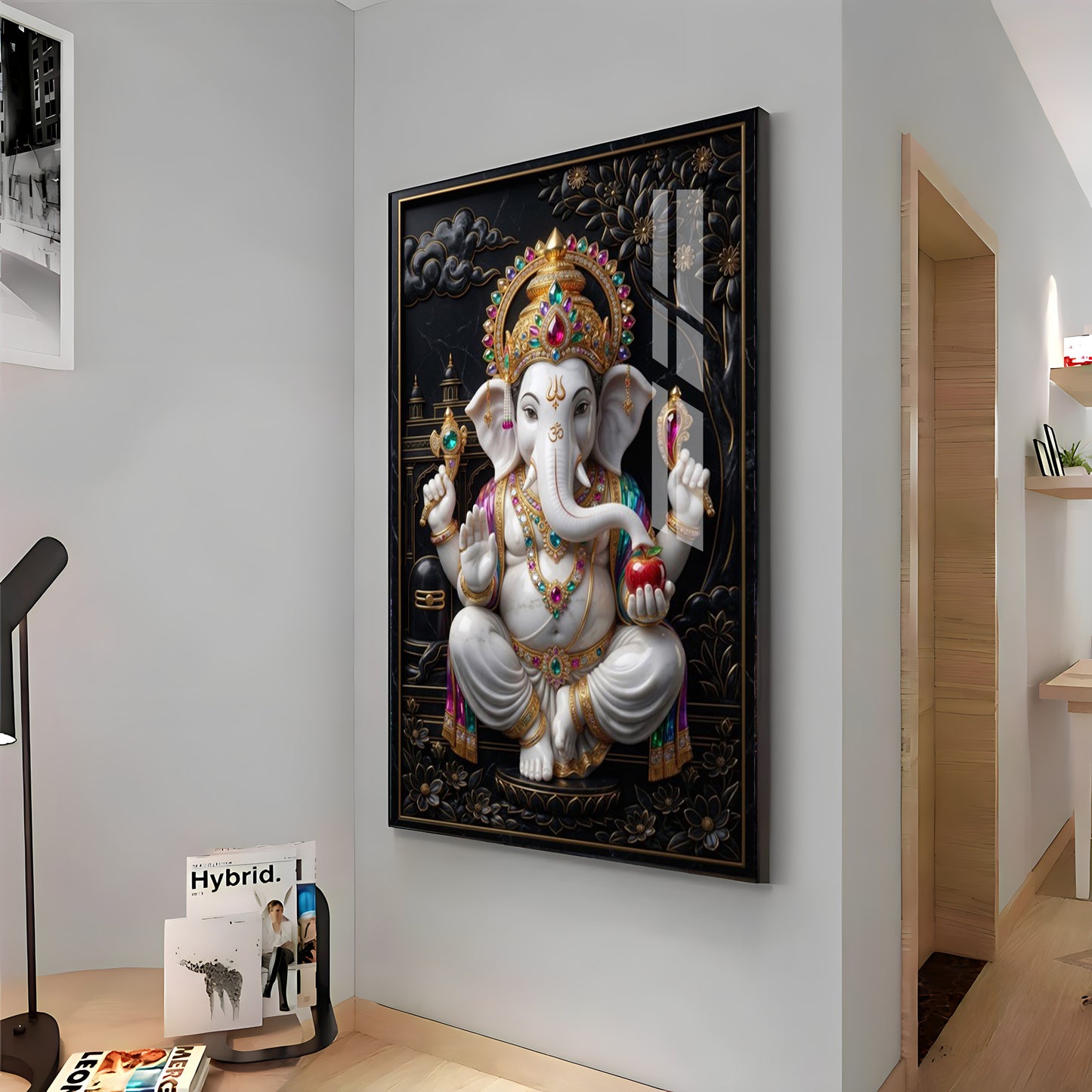 Hindu Lord Ganpati Ji Premium Acrylic Vertical Wall Art