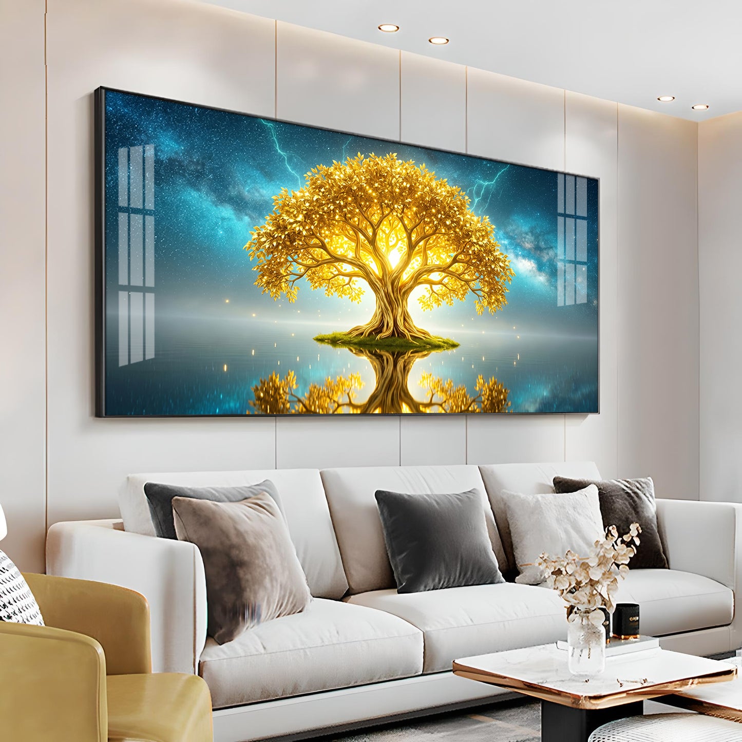 Golden Kalpavriksha Of The Cosmos Premium Acrylic Horizontal Wall Art