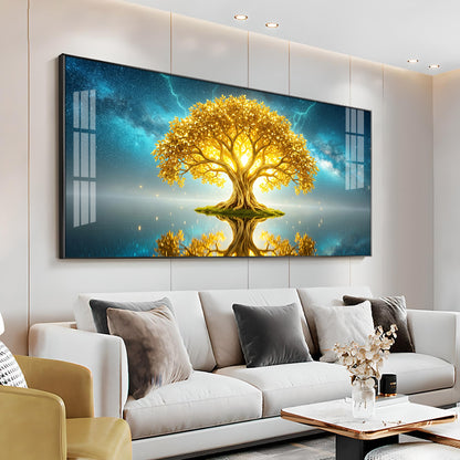 Golden Kalpavriksha Of The Cosmos Premium Acrylic Horizontal Wall Art