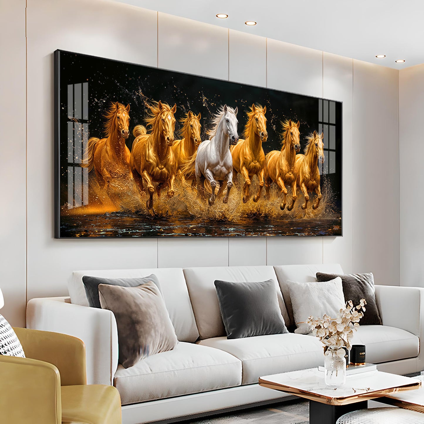 Seven Majestic Horses Premium Acrylic Horizontal Wall Art