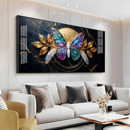 Butterfly With Iridescent Purple & Blue Wings Premium Acrylic Horizontal Wall Art