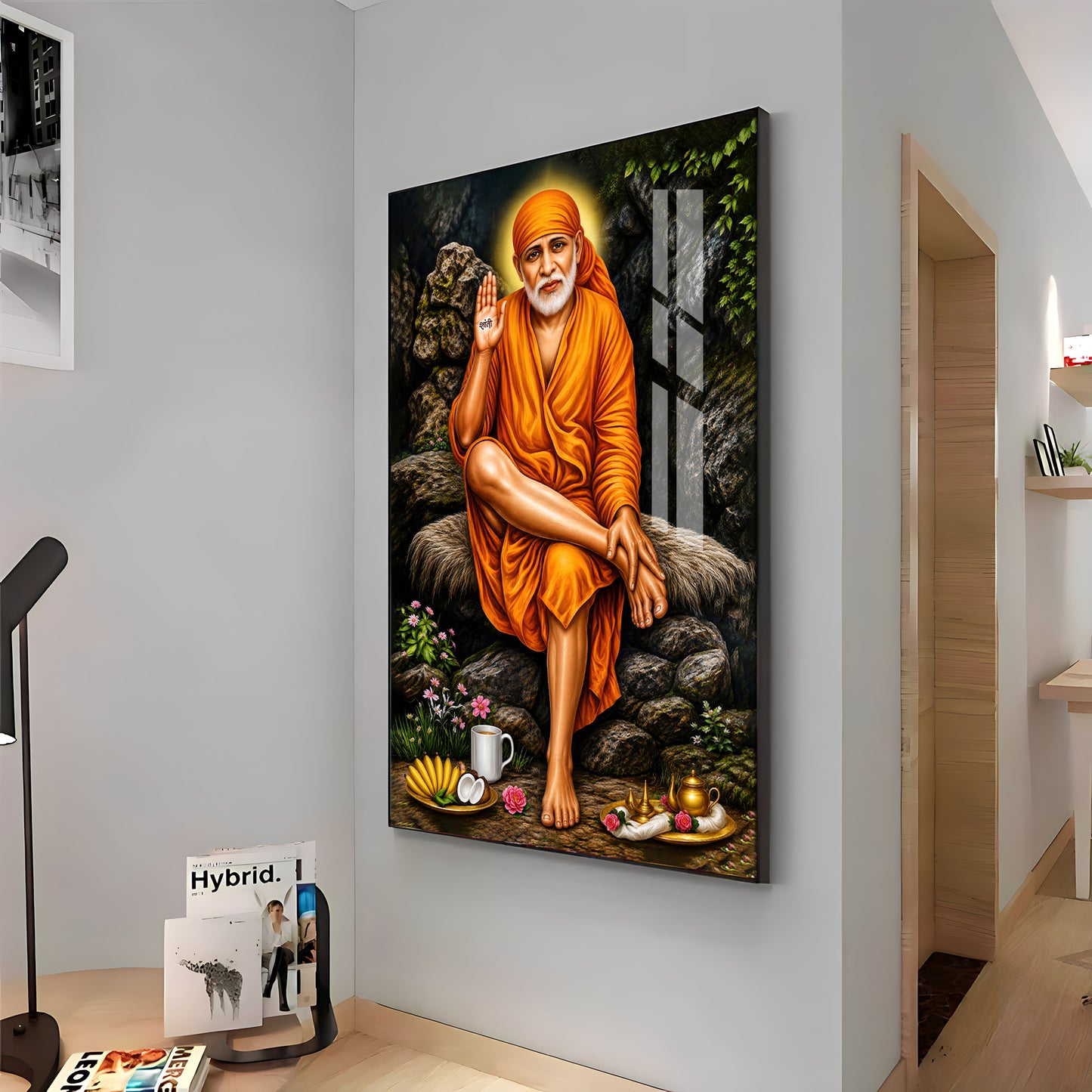 Sri Sai in Tranquil Premium Vertical Acrylic Wall Art
