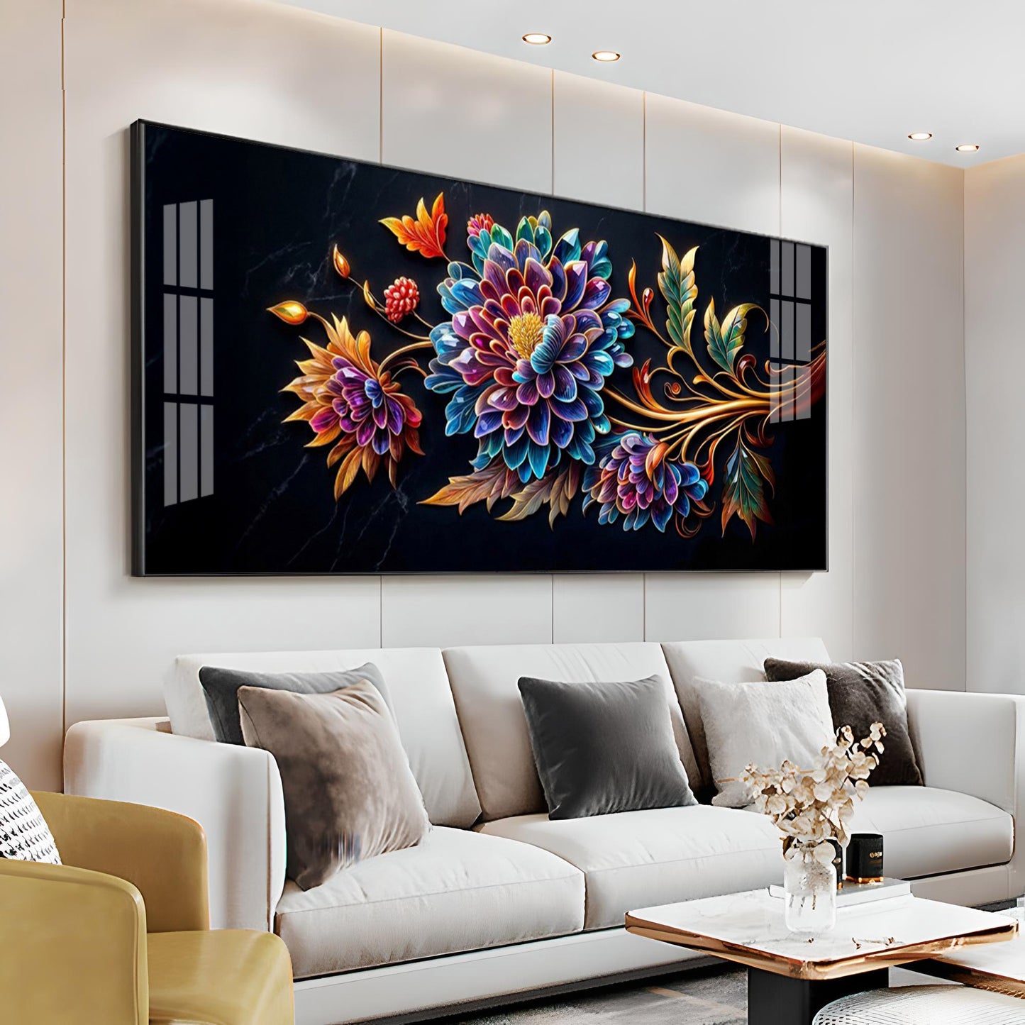 Colorful Floral Premium Acrylic Horizontal Wall Art