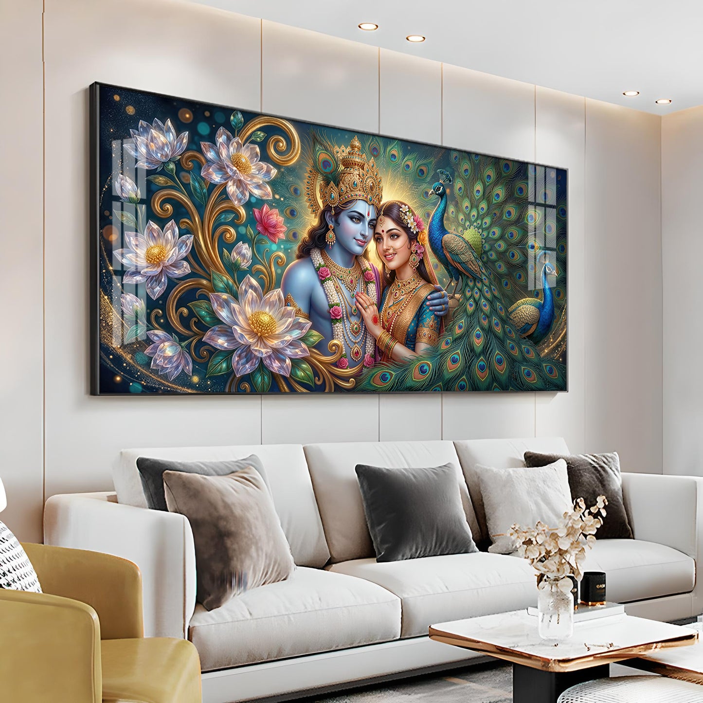 Shri Radhe Krishna Bhagwan Premium Acrylic Horizontal Wall Art